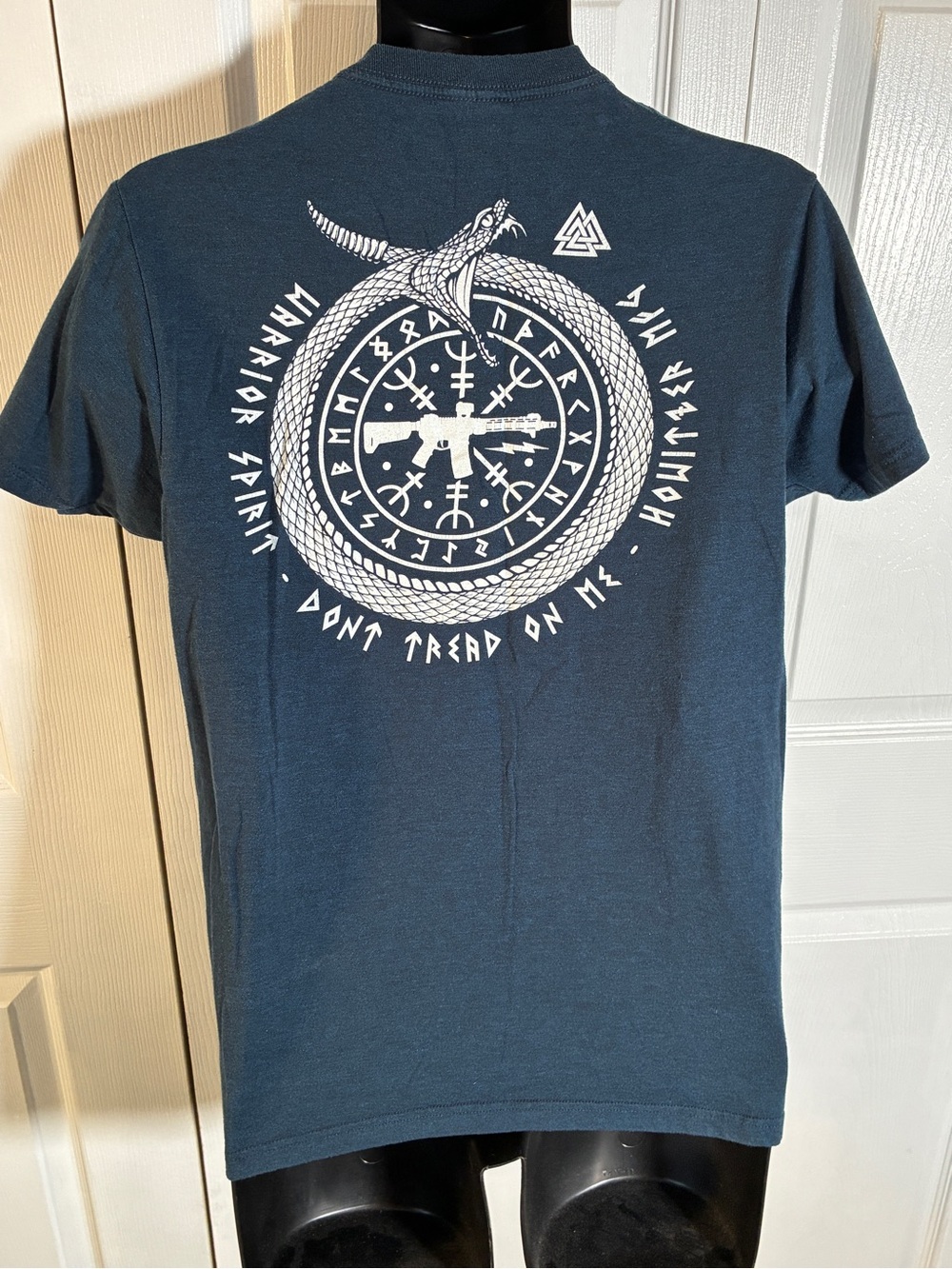Howitzer Patriot Warrior Spirit Graphic Tee Navy Medium Norse Valknut